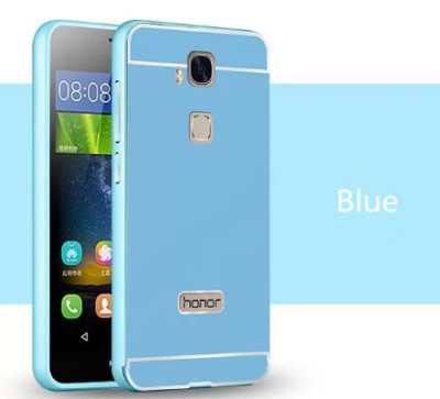 Други Бъмпъри за телефони Луксозен алуминиев бъмпър с огледален гръб за Huawei Honor 5x син